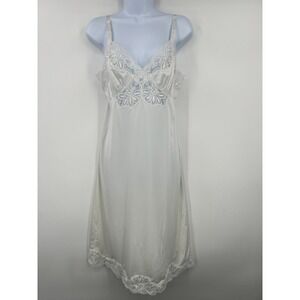 Vintage Shadowline White Lingerie Slip Dress 34 Floral Lace Bridal Coquette